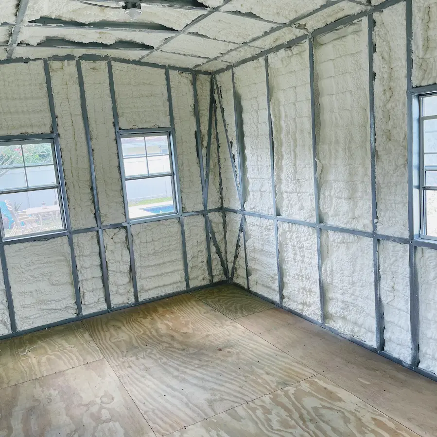 Closed-cell spray foam insulation applied to wall cavities in a residential project in Spring Creek